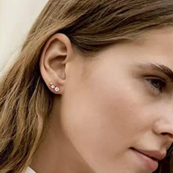 NEW sterling silver cubic zirconia  climber stud earrings jewelry gift B20 - Picture 3 of 4